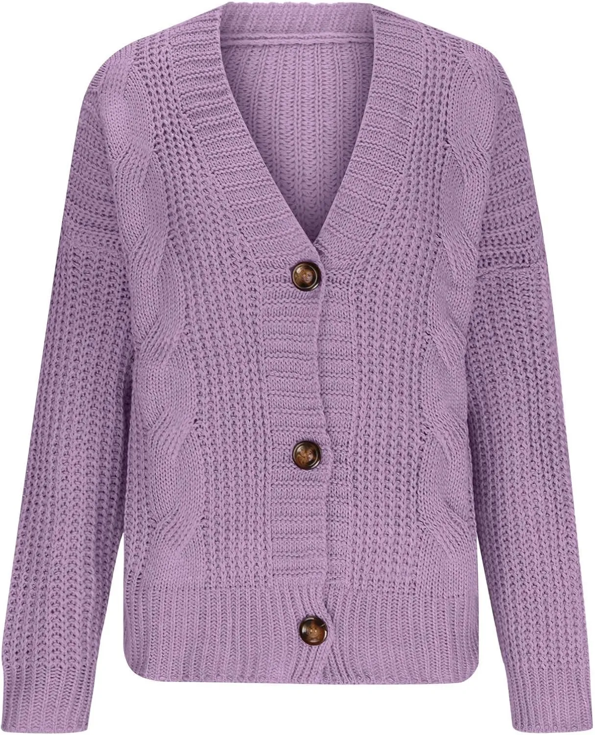 Women's 2024 Fashion Chunky Knit Cardigans Open Front Long Sleeve Sweaters Outerwear Lightweight Soft Shrugs Tops