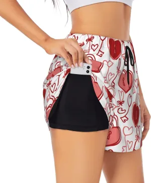 Women's Athletic Shorts 2 in 1 Running Shorts with Pockets Workout Gym Sports Shorts
