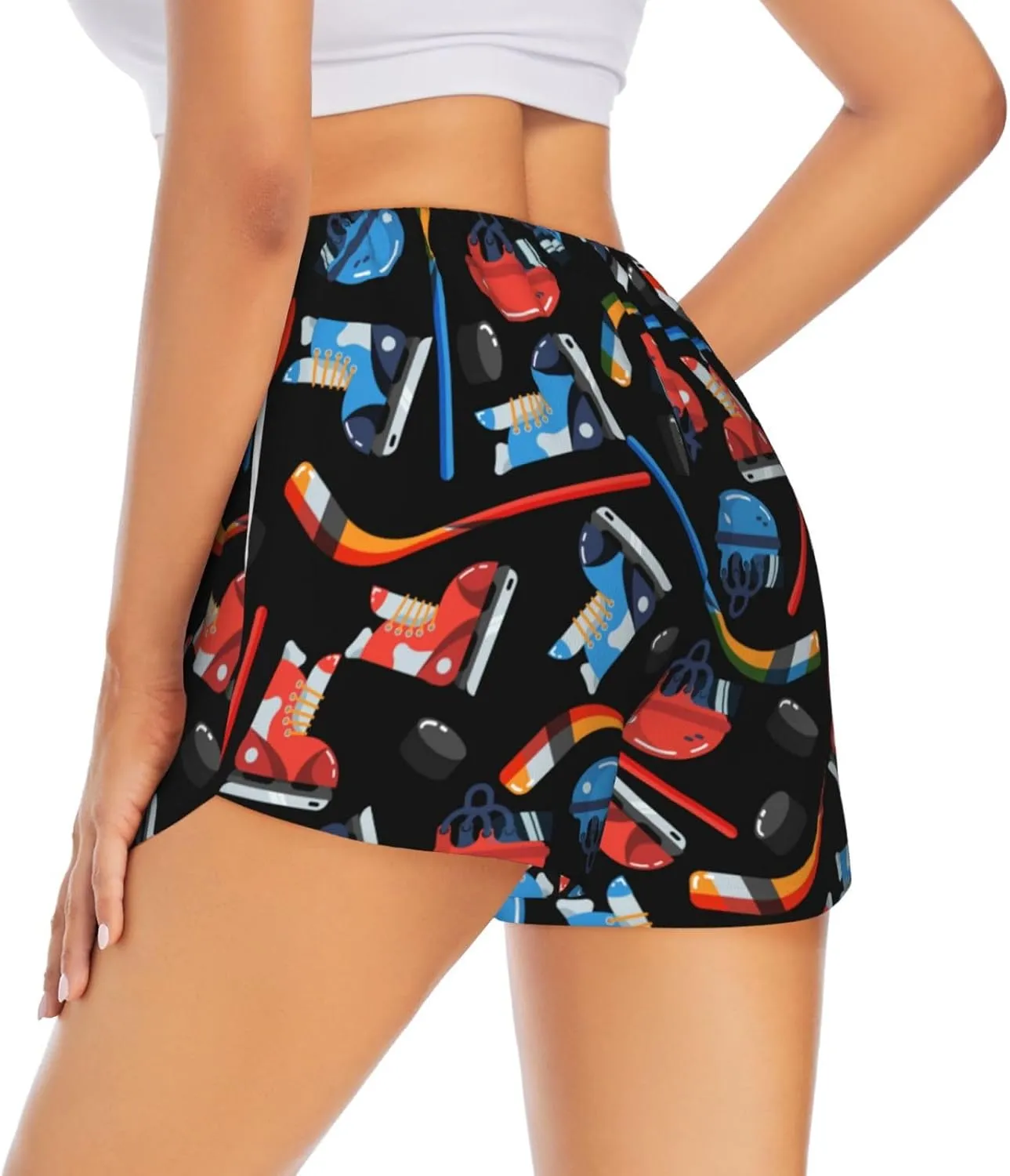 Women's Athletic Shorts 2 in 1 Running Shorts with Pockets Workout Gym Sports Shorts