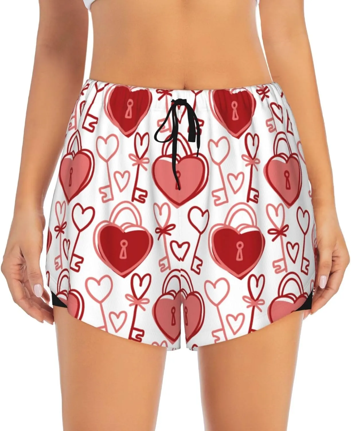 Women's Athletic Shorts 2 in 1 Running Shorts with Pockets Workout Gym Sports Shorts