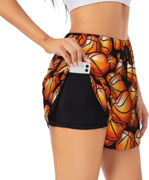 Women's Athletic Shorts 2 in 1 Running Shorts with Pockets Workout Gym Sports Shorts