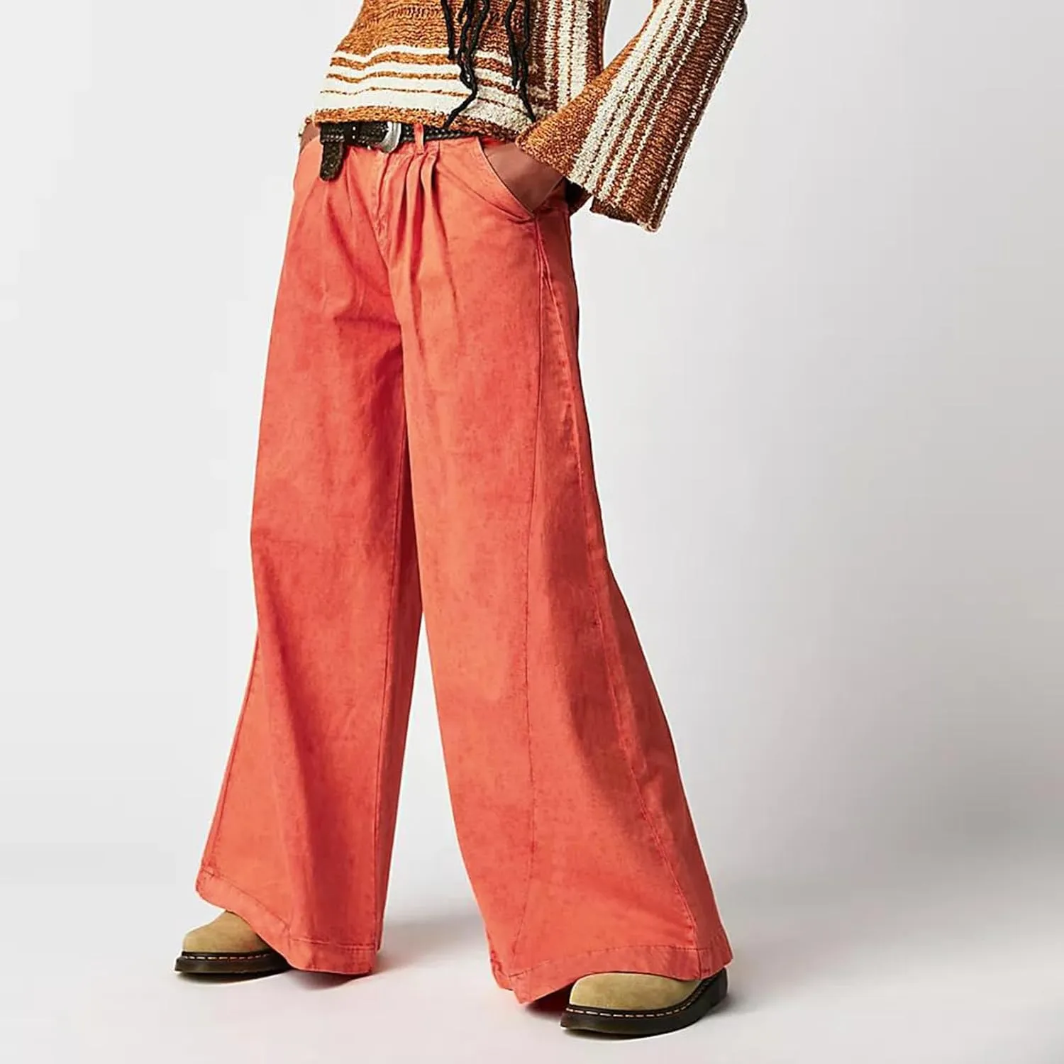 Women's Barrel Jeans Casual High Waisted Stretchy Wide Leg Pants Baggy Denim Pants