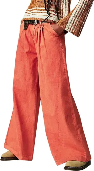 Women's Barrel Jeans Casual High Waisted Stretchy Wide Leg Pants Baggy Denim Pants