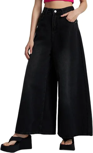 Women's Barrel Jeans Casual High Waisted Stretchy Wide Leg Pants Baggy Denim Pants