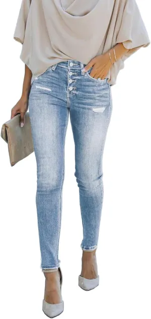 Women's Boyfriend Skinny Jeans Ripped Distressed Stretchy Denim Pants