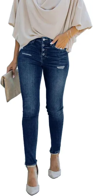 Women's Boyfriend Skinny Jeans Ripped Distressed Stretchy Denim Pants