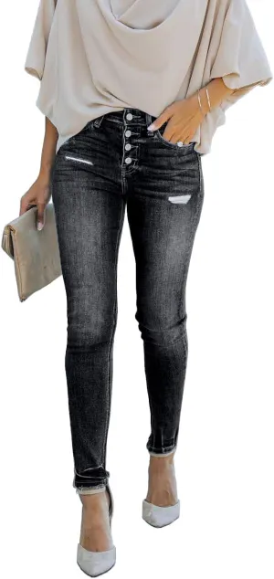 Women's Boyfriend Skinny Jeans Ripped Distressed Stretchy Denim Pants