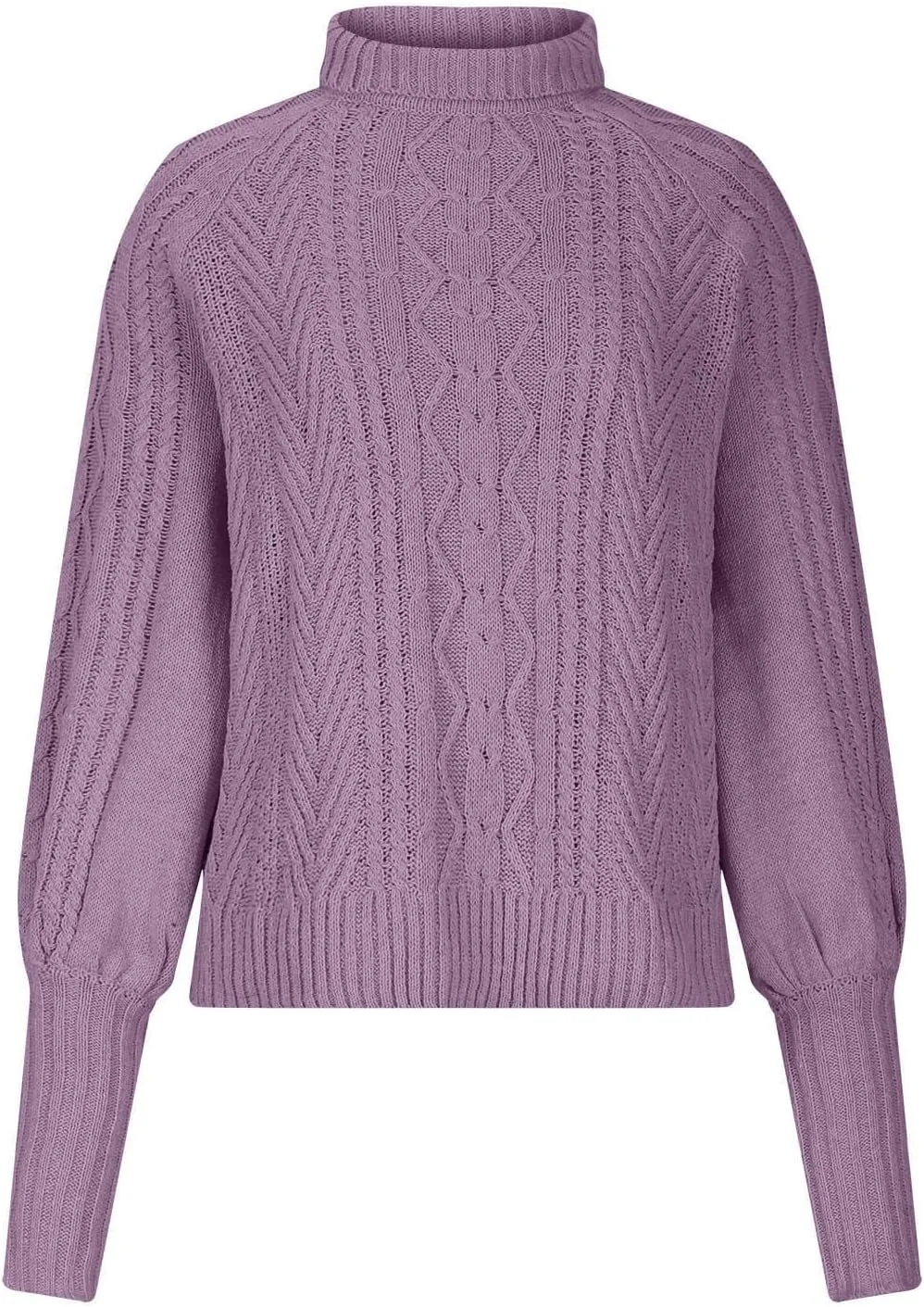 Women's Cable Knit Batwing Long Sleeve Sweaters Solid Color Crew Neck Loose Fit Jumper Tops Casual Fashion Pullover