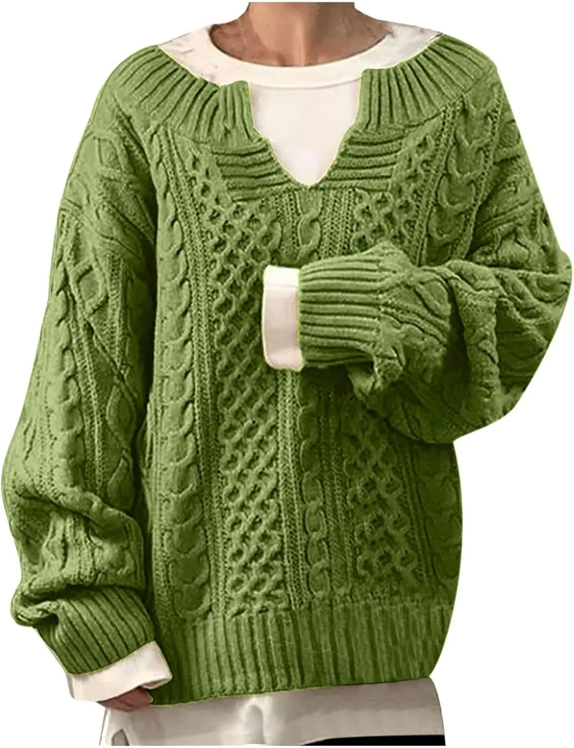 Women's Cable Knit Sweater Casual Oversized Chunky Knitted Fall Sweaters for Women 2024 Pullover