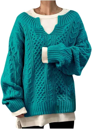 Women's Cable Knit Sweater Casual Oversized Chunky Knitted Fall Sweaters for Women 2024 Pullover