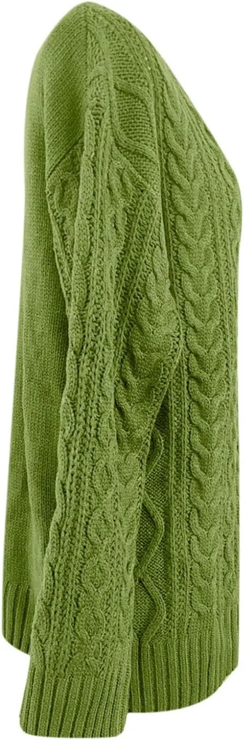Women's Cable Knit Sweater Casual Oversized Chunky Knitted Fall Sweaters for Women 2024 Pullover