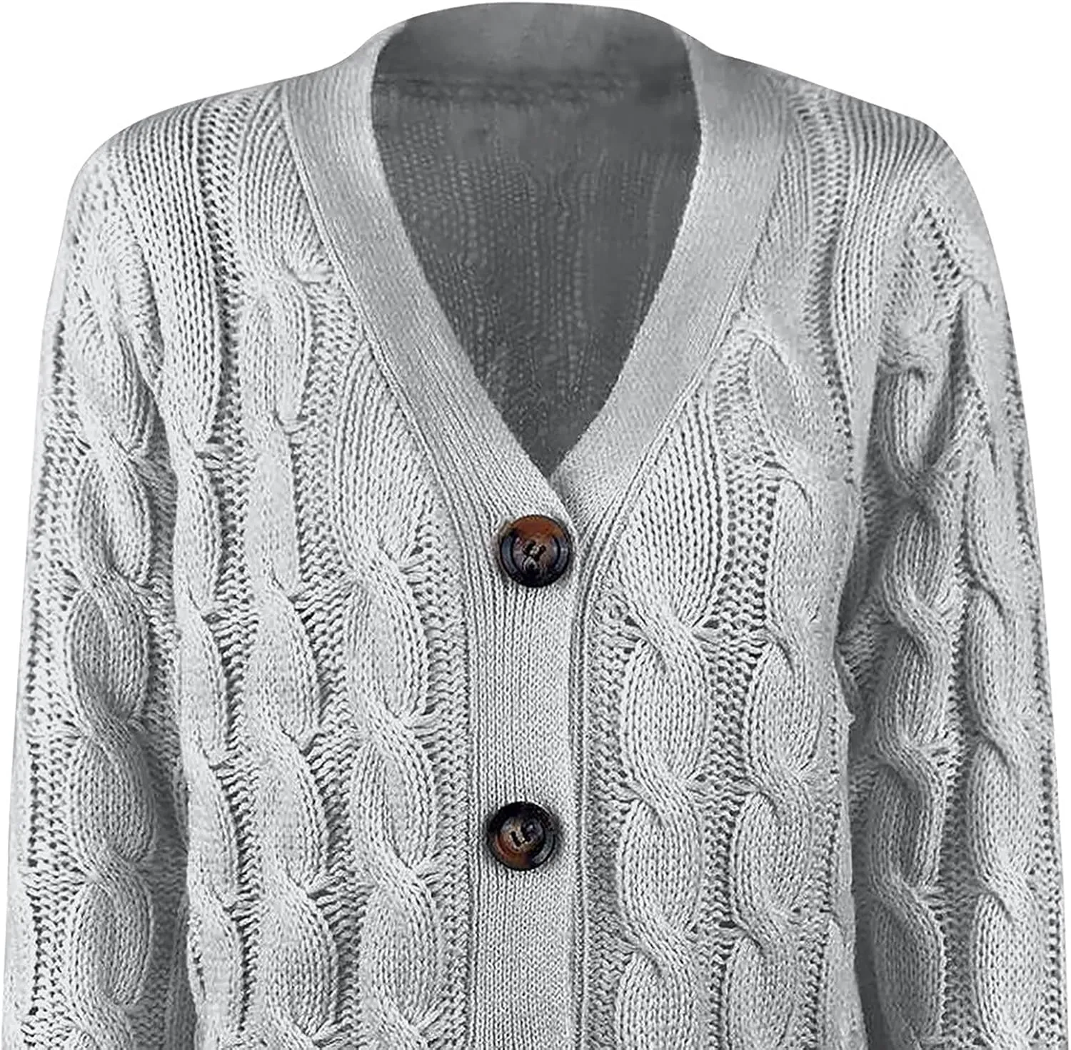Women's Cable Knit Sweaters Long Cardigan Button Down Winter Clothes 2022 Drop Shoulder Knit Outerwear with Pockets