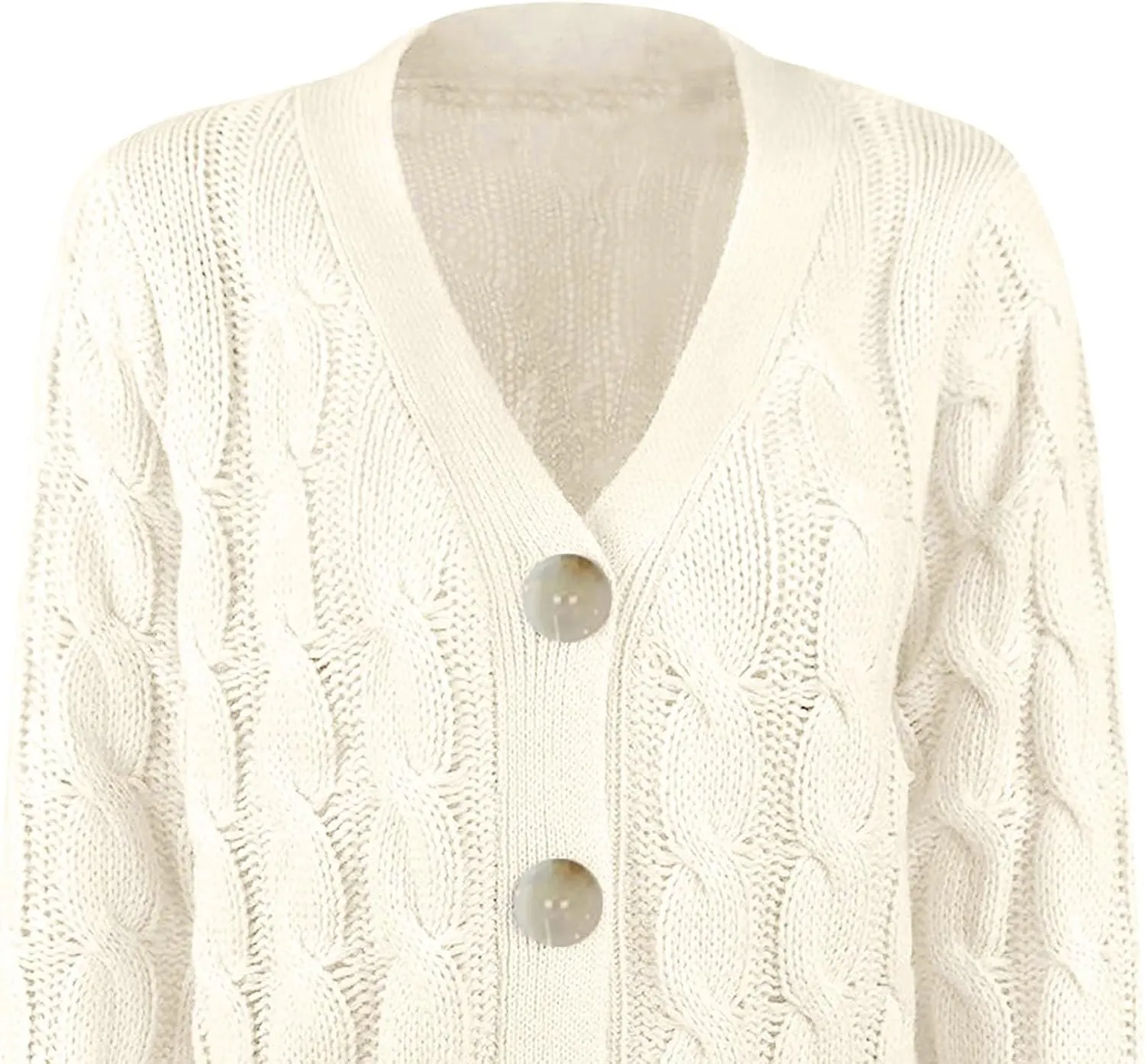 Womens Cardigan Sweaters Dressy Casual Long Sleeve Cable Knit Sweater Open Front Cardigan Button Loose Coat