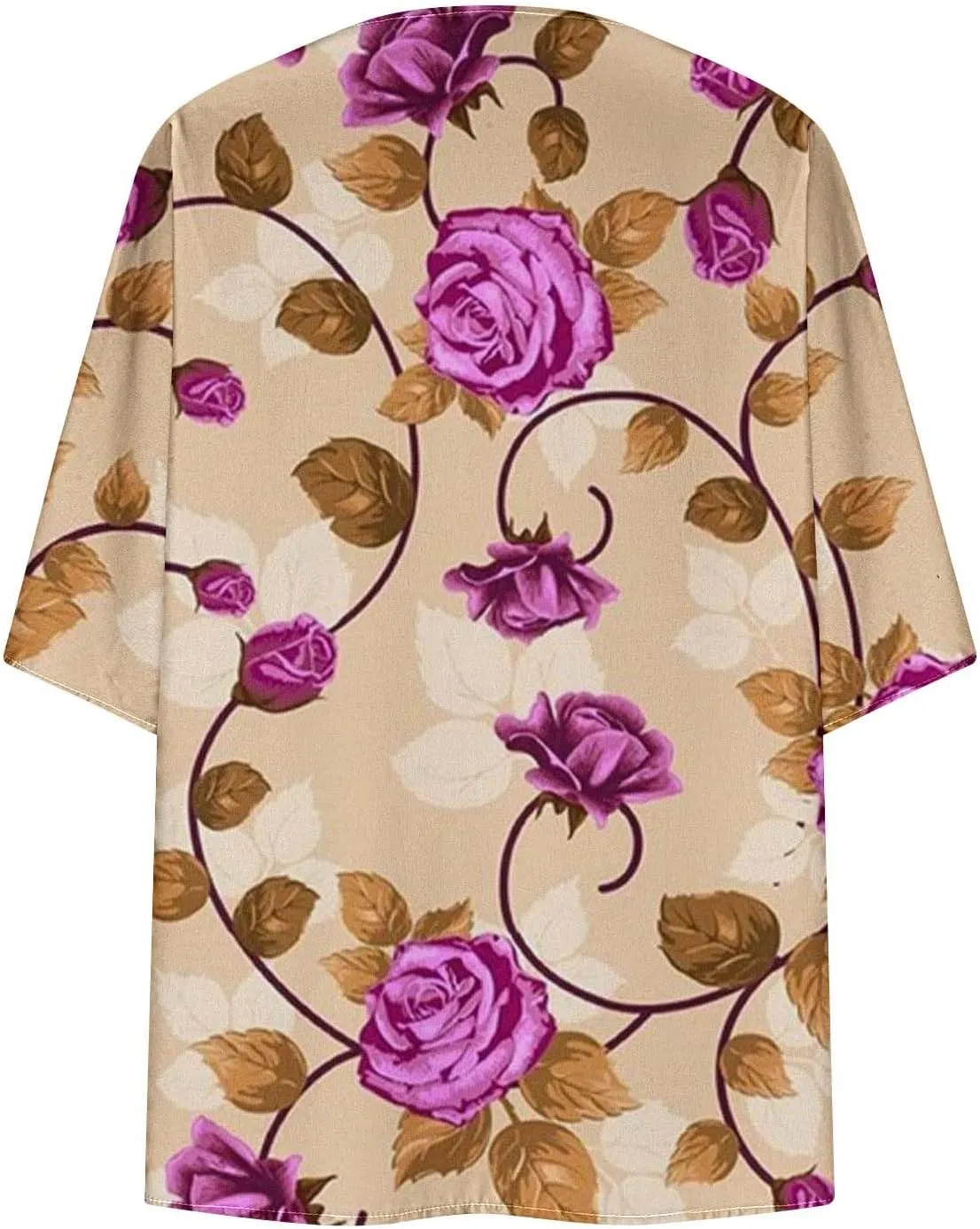 Womens Cardigan Trendy Floral 3/4 Sleeve Kimono Lightweight Open Front Cardigans Summer Beach Cover Ups