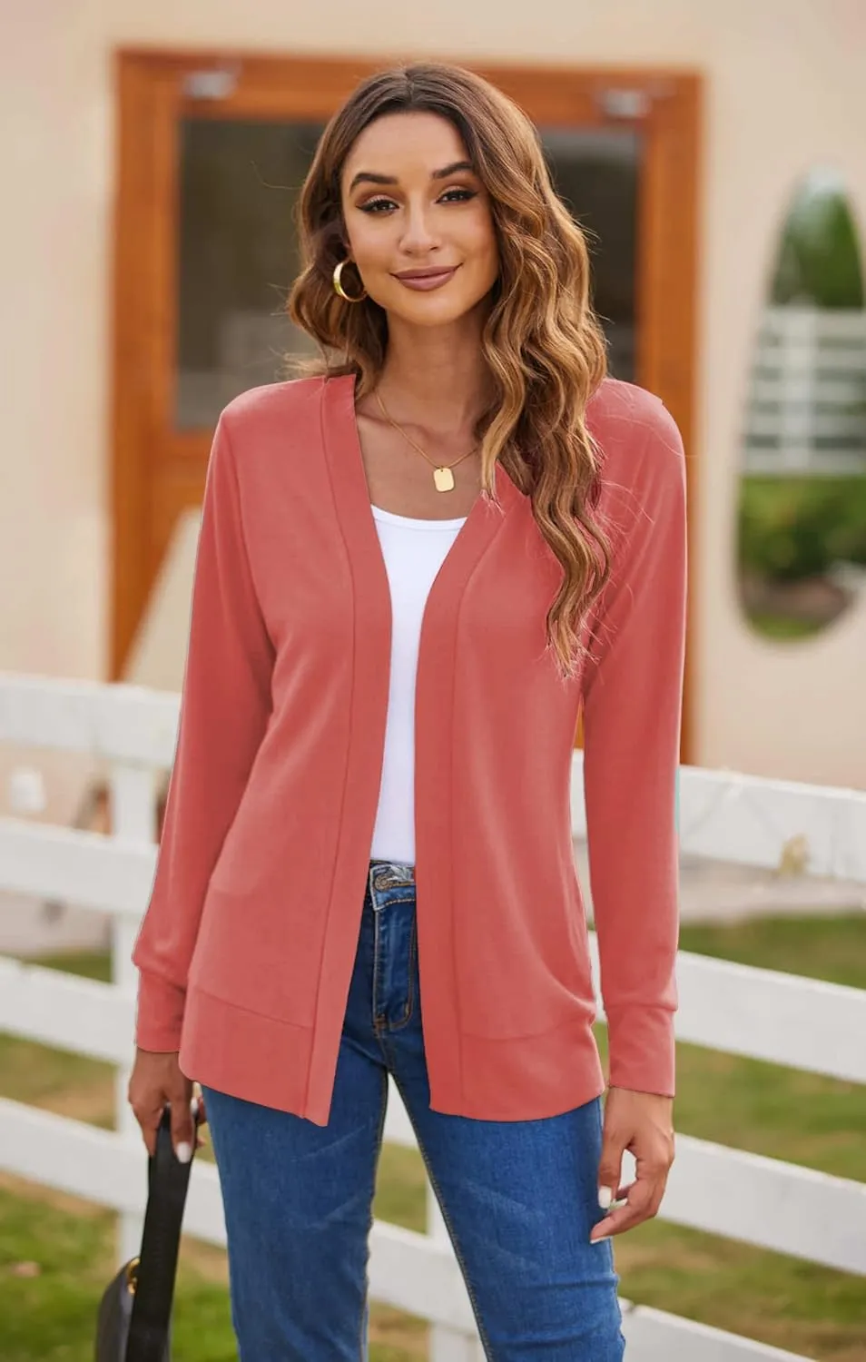 Womens Casual Lightweight Long Sleeve Cardigan Flowy Soft Open Front Knit Cardigan Sweaters
