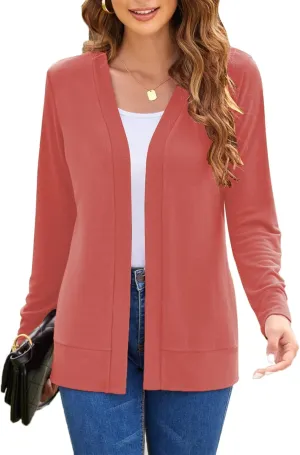 Womens Casual Lightweight Long Sleeve Cardigan Flowy Soft Open Front Knit Cardigan Sweaters