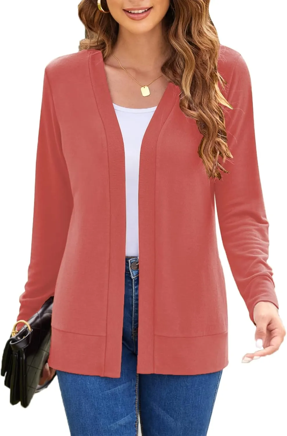 Womens Casual Lightweight Long Sleeve Cardigan Flowy Soft Open Front Knit Cardigan Sweaters