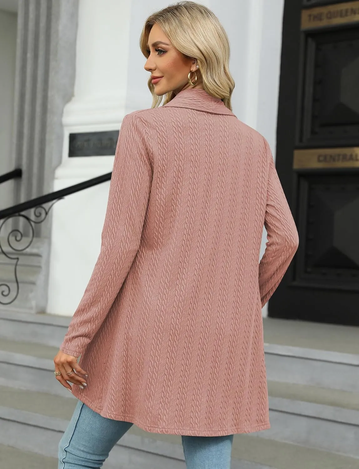 Women's Casual Lightweight Open Front Cardigans Soft Long Sleeve Cardigan Knit Outwear(S-2XL)