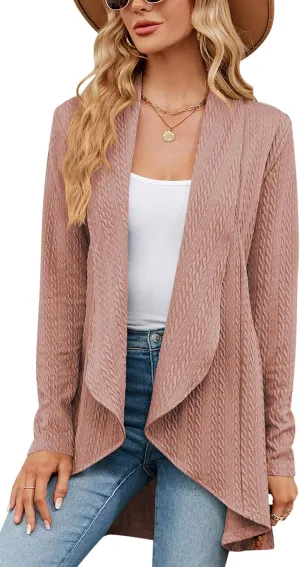 Women's Casual Lightweight Open Front Cardigans Soft Long Sleeve Cardigan Knit Outwear(S-2XL)