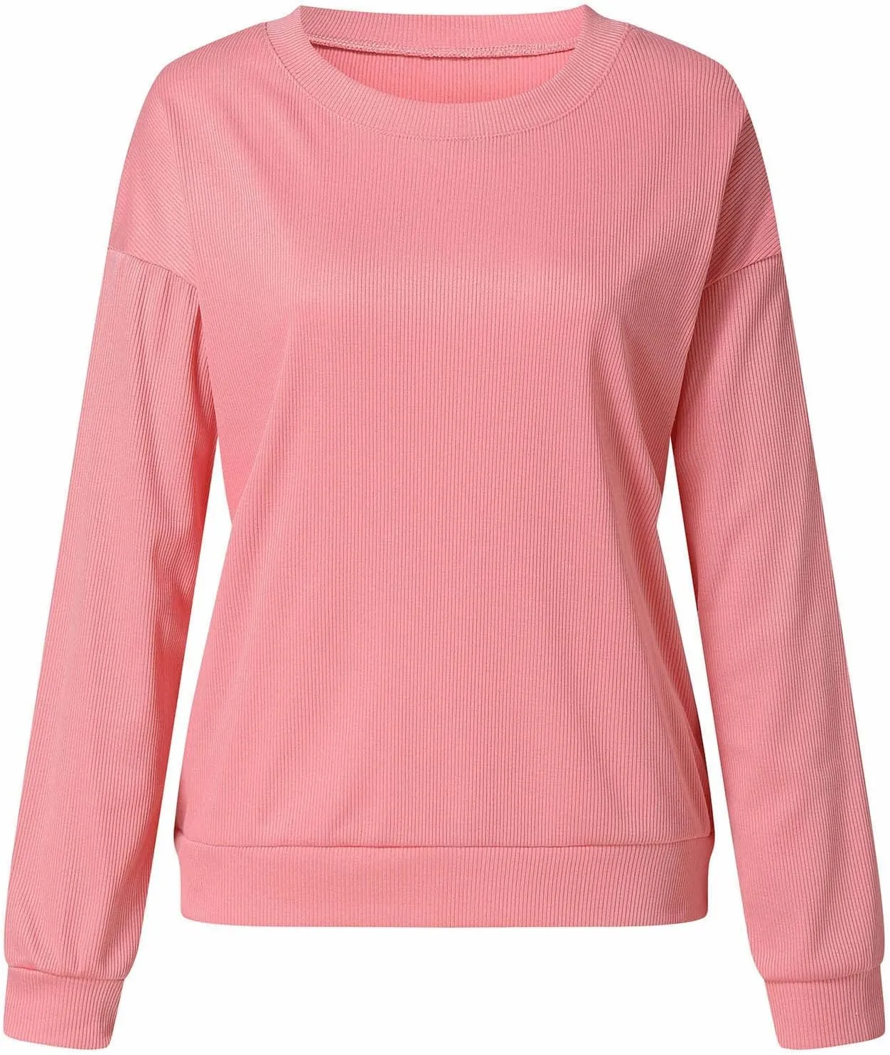 Women's Casual Long Sleeve Fall Tops 2023 Ribbed T-Shirt Thin Sweatshirt Cute Crew Neck Pullover Graphic Tops