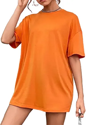Women's Casual Oversized T-Shirts Summer Crewneck Short Sleeve Workout T Shirt Loose Plain Cotton Basic Tee Tops