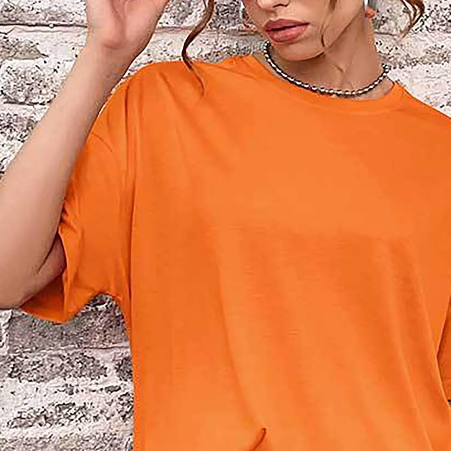 Women's Casual Oversized T-Shirts Summer Crewneck Short Sleeve Workout T Shirt Loose Plain Cotton Basic Tee Tops
