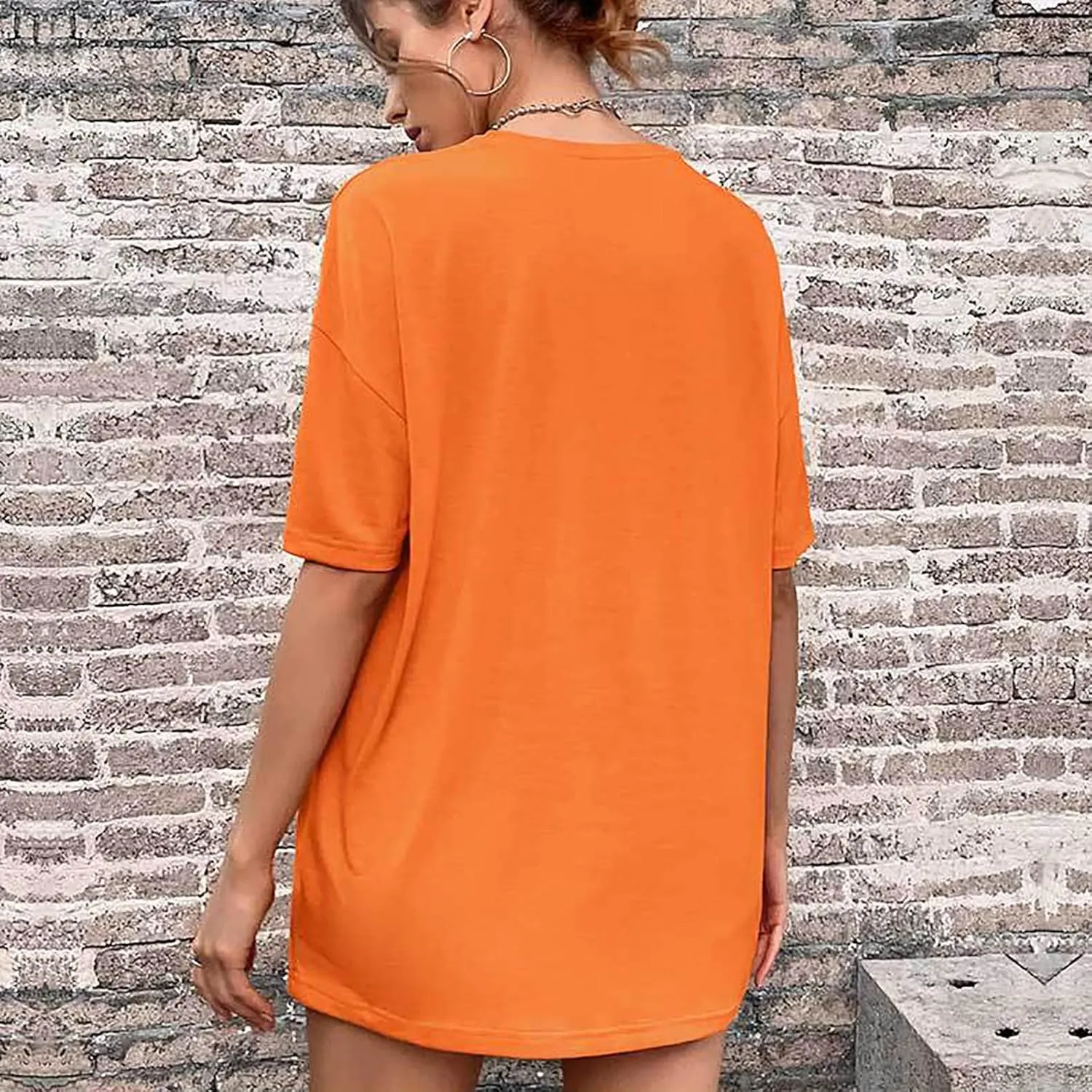 Women's Casual Oversized T-Shirts Summer Crewneck Short Sleeve Workout T Shirt Loose Plain Cotton Basic Tee Tops