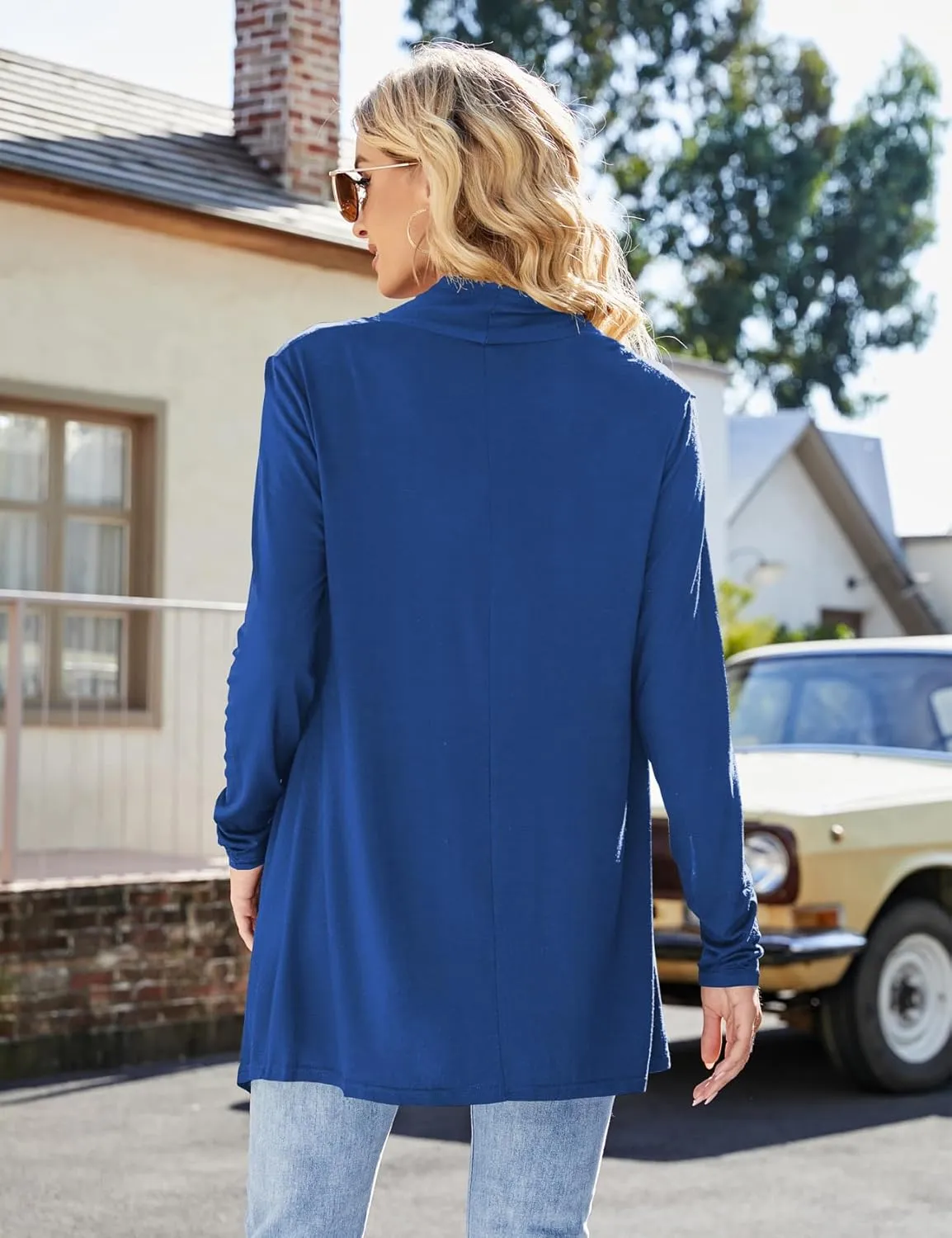 Women's Draped Front Open Cardigan Casual Long Sleeve Lightweight Cardigan Sweaters Duster