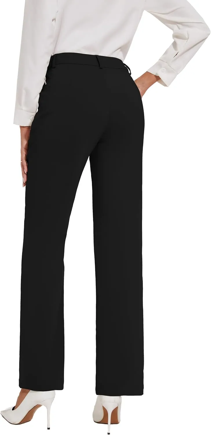 Womens Dress Pants Stretchy Business Casual Work Pants Straight Leg Slacks for Office
