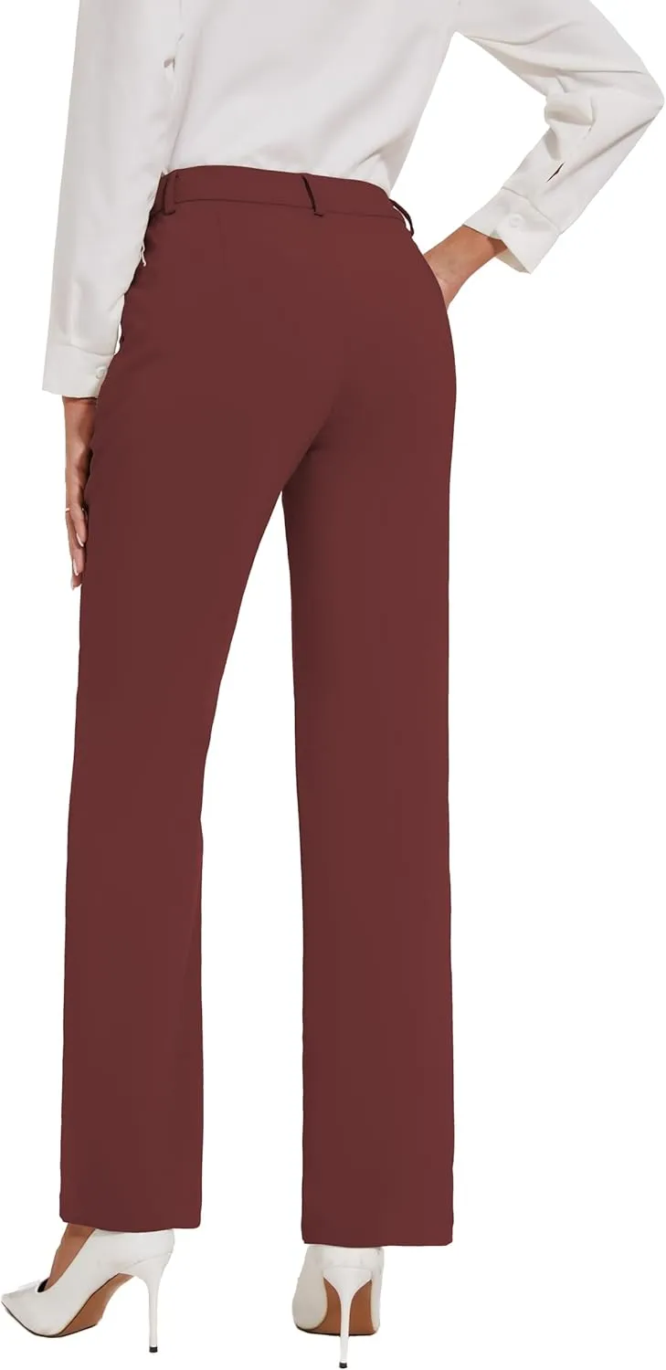 Womens Dress Pants Stretchy Business Casual Work Pants Straight Leg Slacks for Office