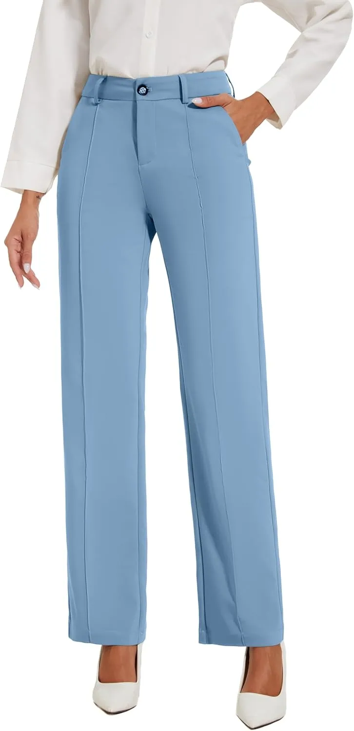 Womens Dress Pants Stretchy Business Casual Work Pants Straight Leg Slacks for Office