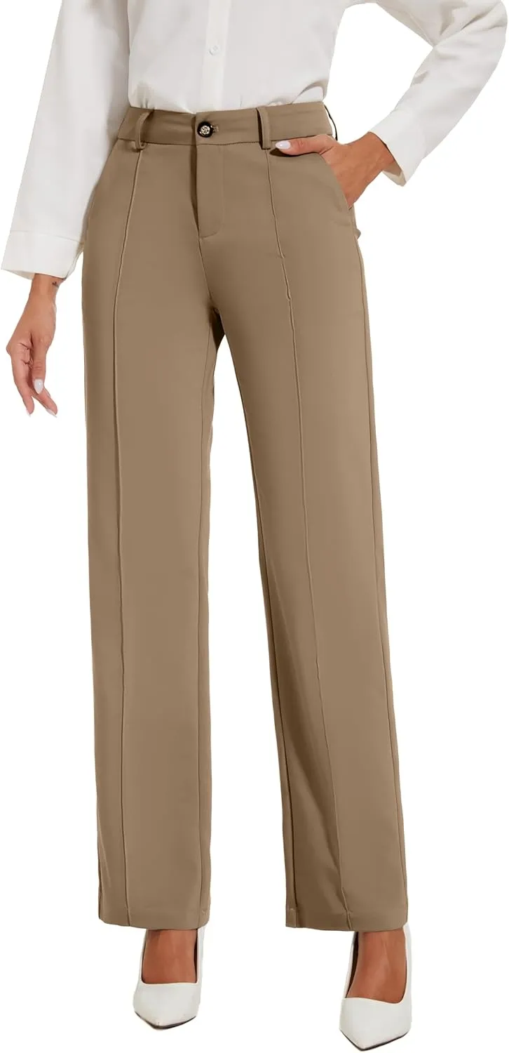 Womens Dress Pants Stretchy Business Casual Work Pants Straight Leg Slacks for Office