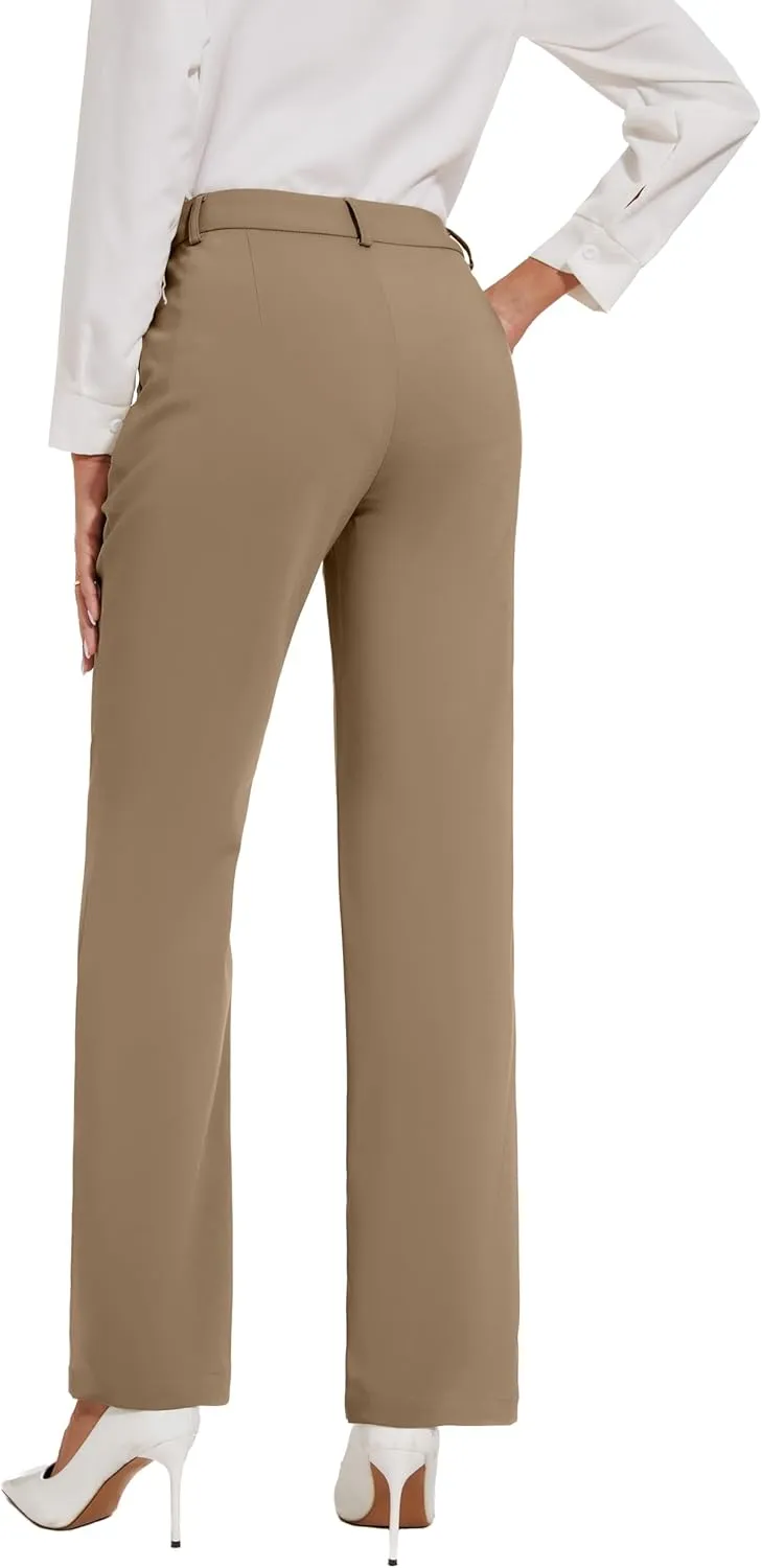 Womens Dress Pants Stretchy Business Casual Work Pants Straight Leg Slacks for Office