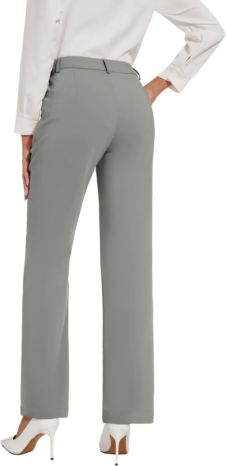 Womens Dress Pants Stretchy Business Casual Work Pants Straight Leg Slacks for Office