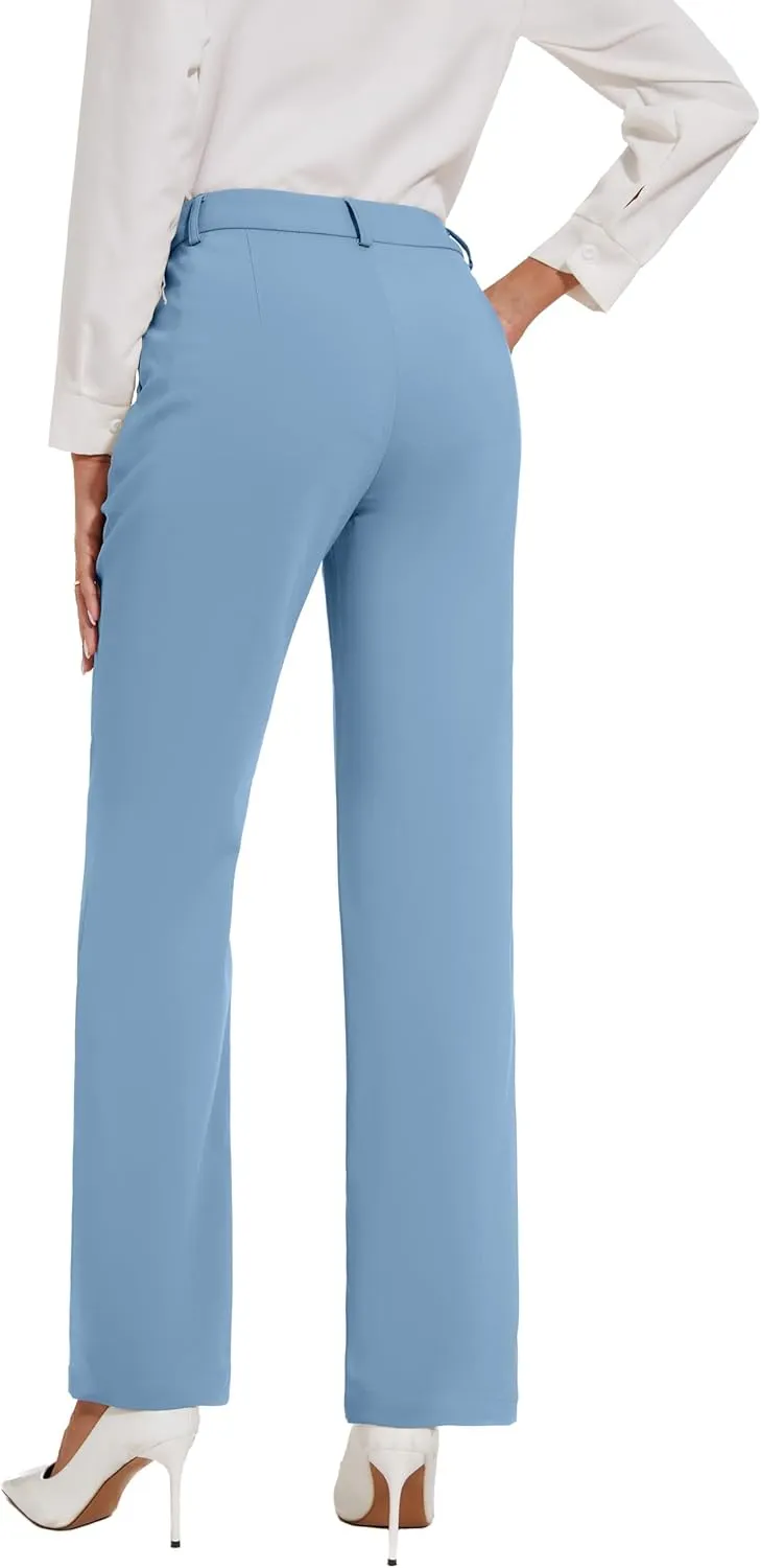 Womens Dress Pants Stretchy Business Casual Work Pants Straight Leg Slacks for Office