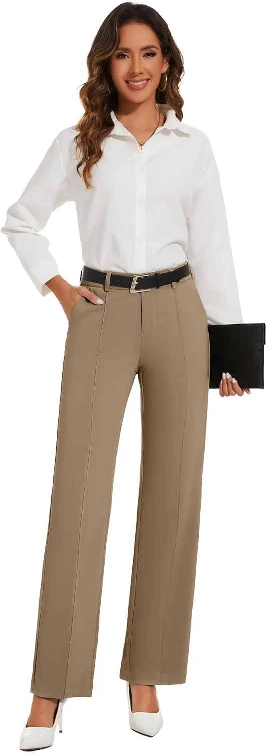 Womens Dress Pants Stretchy Business Casual Work Pants Straight Leg Slacks for Office