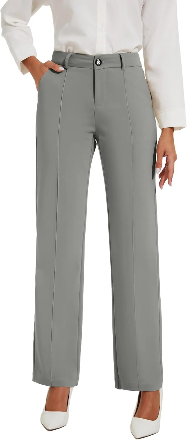 Womens Dress Pants Stretchy Business Casual Work Pants Straight Leg Slacks for Office