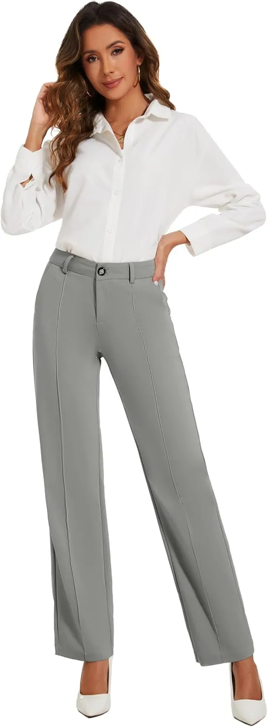 Womens Dress Pants Stretchy Business Casual Work Pants Straight Leg Slacks for Office
