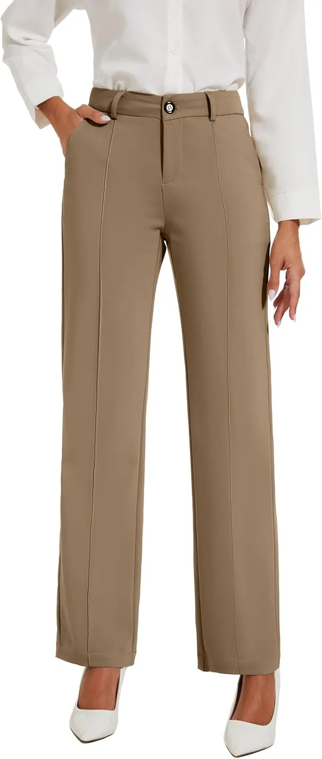Womens Dress Pants Stretchy Business Casual Work Pants Straight Leg Slacks for Office
