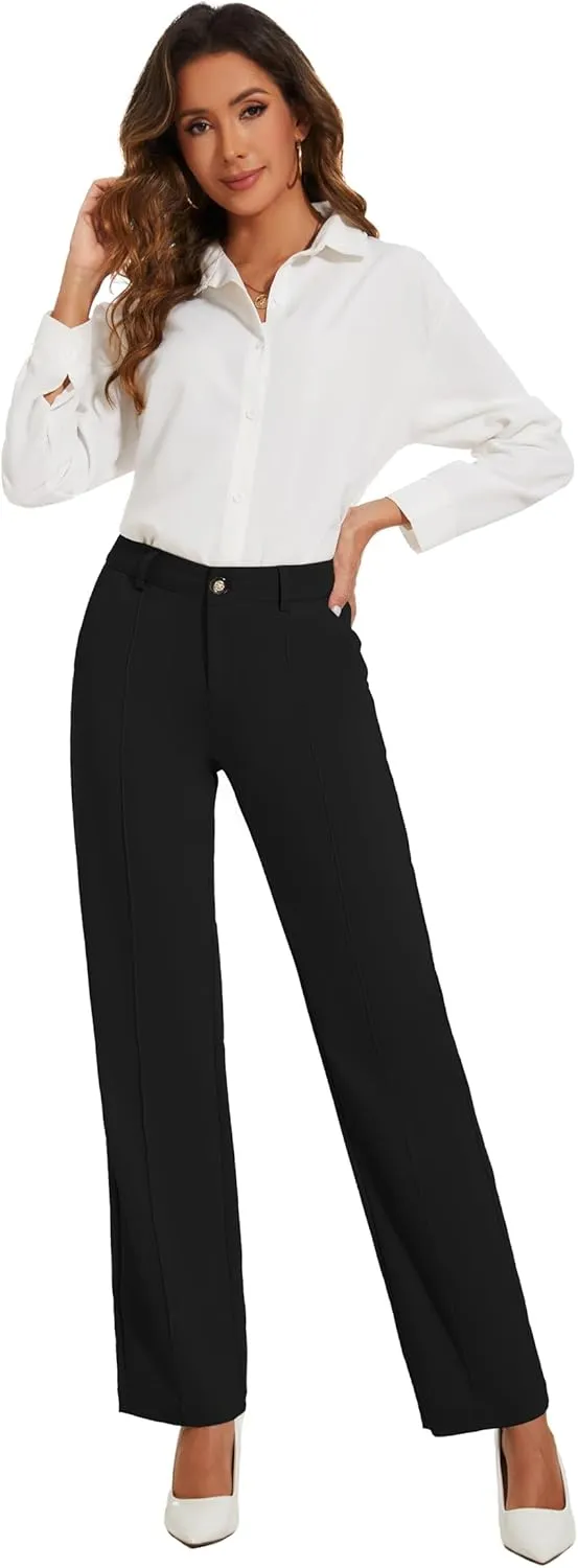 Womens Dress Pants Stretchy Business Casual Work Pants Straight Leg Slacks for Office