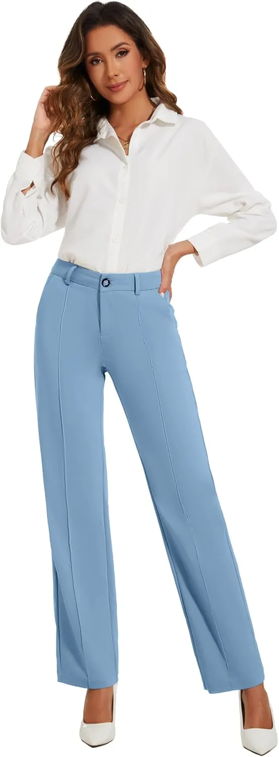 Womens Dress Pants Stretchy Business Casual Work Pants Straight Leg Slacks for Office
