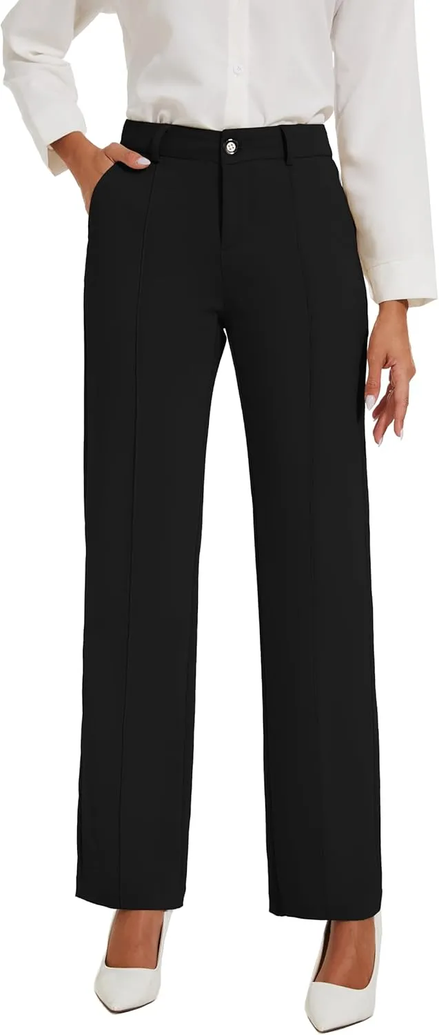 Womens Dress Pants Stretchy Business Casual Work Pants Straight Leg Slacks for Office