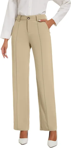 Womens Dress Pants Stretchy Business Casual Work Pants Straight Leg Slacks for Office
