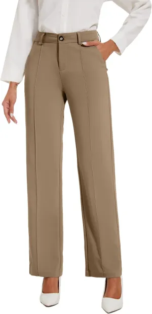 Womens Dress Pants Stretchy Business Casual Work Pants Straight Leg Slacks for Office