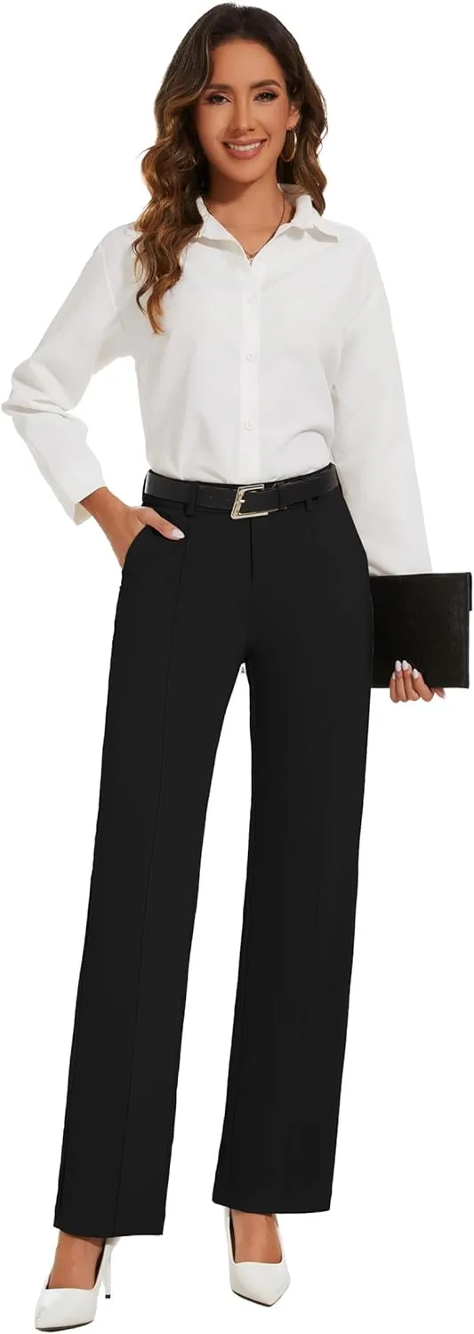Womens Dress Pants Stretchy Business Casual Work Pants Straight Leg Slacks for Office