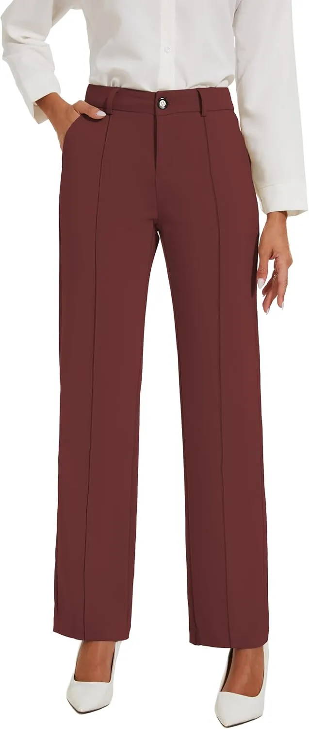 Womens Dress Pants Stretchy Business Casual Work Pants Straight Leg Slacks for Office