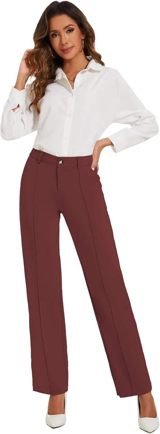 Womens Dress Pants Stretchy Business Casual Work Pants Straight Leg Slacks for Office