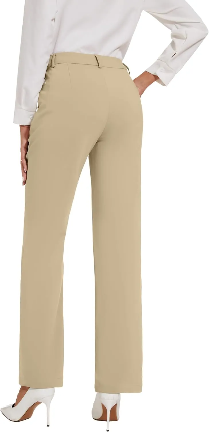 Womens Dress Pants Stretchy Business Casual Work Pants Straight Leg Slacks for Office