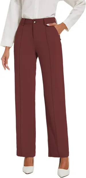 Womens Dress Pants Stretchy Business Casual Work Pants Straight Leg Slacks for Office