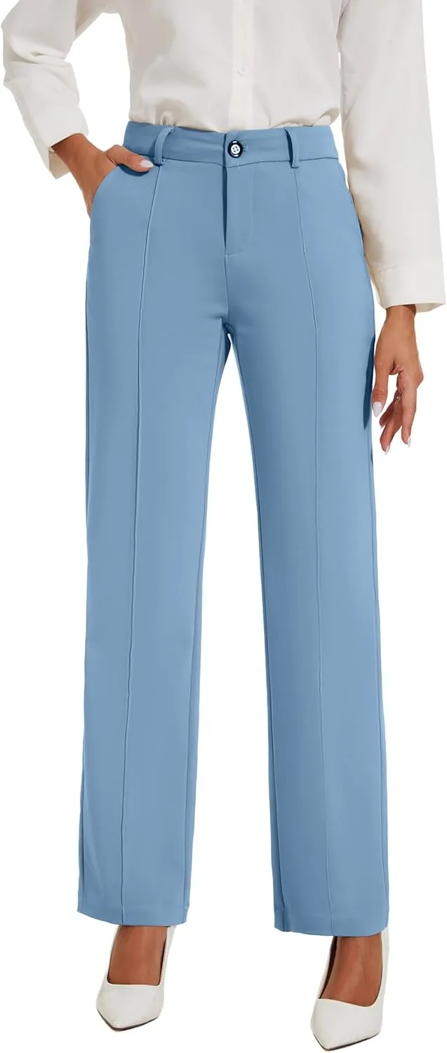 Womens Dress Pants Stretchy Business Casual Work Pants Straight Leg Slacks for Office